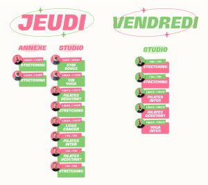Planning cours Latitude Forme 2026
