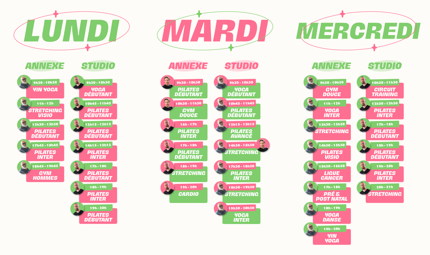 Planning cours Latitude Forme 2026